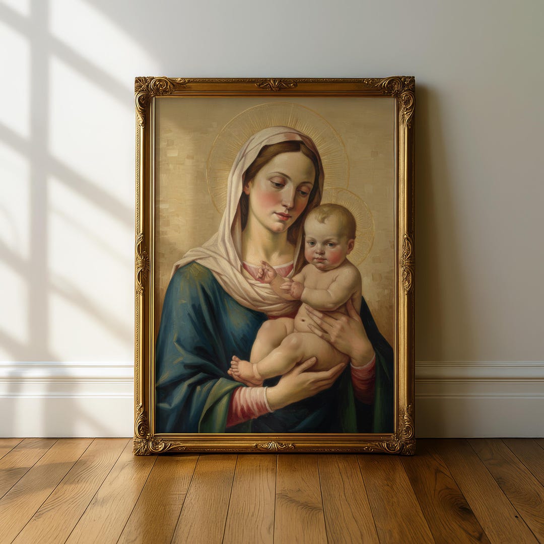 Virgin Mary and Child Art Print, Renaissance Madonna Painting (digital ...