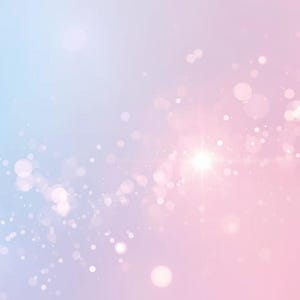 May include: A soft, dreamy background with a gradient of light blue to pink. Sparkling white bokeh and bright light flares create a sense of magic and wonder. The image is perfect for digital art or website backgrounds.