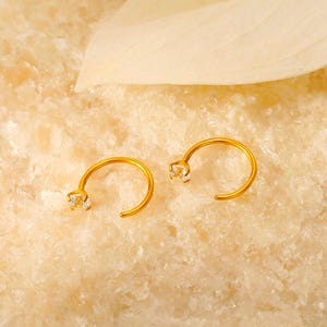 G23 Titanium CZ C Shape Cartilage Hoop 20G Helix Tragus Nose Ring