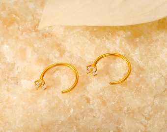 Anneau nasal Helix Tragus G23 en titane CZ en forme de C