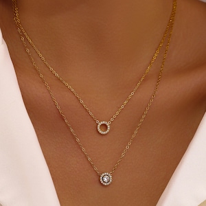 Minimalist Double Layer Necklace Stainless Steel Layered Necklace Gift for Her