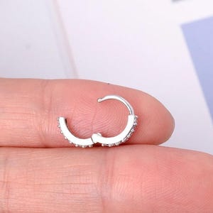 Small Huggie Hoop Earrings CZ Cartilage Earrings Copper with Stainless Steel Post