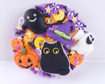 Decoden Halloween Button - Black Cat