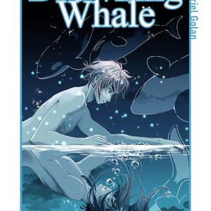 May include: A manga cover with a blue and white color scheme. The title "Song of a Drowning Whale" is at the top. The image features a person in water with whales in the background. The number "2" is in the bottom right corner.