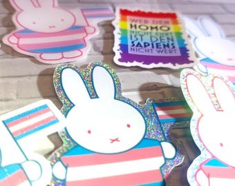Trans Bunny & Pride Stickers