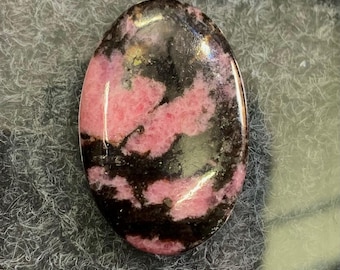 Natural Rhodonite Gemstone – Pink Rhodonite Cabochon 35x24 mm – Healing Crystal Stone – Jewelry Making Supply – Gift for Her