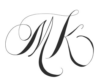 Custom copperplate monogram. Hand lettered script calligraphy