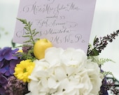 Hand Calligraphy Envelope Addressing -  Black ink on Lavender - Laura Lavender Calligraphy