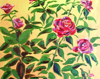 Original Painting. Italian Roses - Under the Tuscan Sun - Sunny Country Kitchen. Free shipping