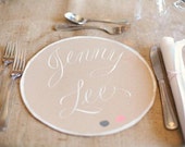 Calligraphy Place Mats & Place Cards. Hand Lettering. Party Place card alternative