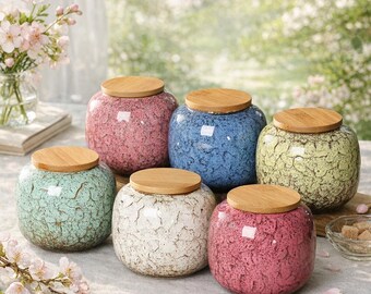 Personalized Ceramic Pet Urn, Custom Engraved Bamboo Lid Memorial Keepsake