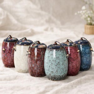 Handcrafted Ceramic Memorial Urn, Tiny Keepsake Ashes Container for Human or Pet, Mini Cremation Jar for Remembering Loved Ones