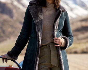 Abrigo reversible de borrego para mujer, abrigo cálido de invierno, chaqueta forrada de piel de felpa.
