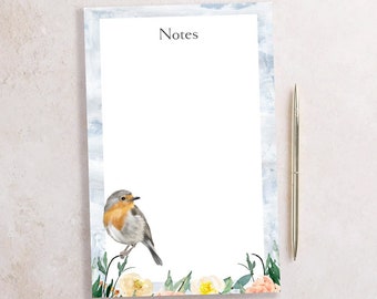 Robin Bird in the Spring Garden Notepad - Compact Size with 50 Tear-Off Pages for All Nature Lover | Illustrated Stationery | Made in Canada