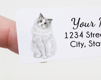 Ragdoll Cat Personalized Address Labels, Kitty Stickers, 120 Count