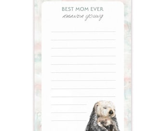 Best Mom Ever Notepad - Personalized Gift for Mother's Day - Baby Sea Otter and Mom | 50 Tear-Off Pages | Mama Daily Planner