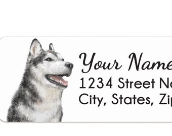 Husky Mom Gift - Personalized Address Label For Siberian Husky, 120 PCS, New Home, Custom Mailing Stickers for Envelopes