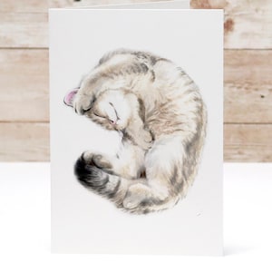 Jolie carte de voeux chat câlin - carte de correspondance vierge de 10 x 15 cm, impression d'art chat aquarelle à encadrer