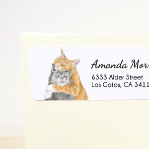 Cuddling Cat Personalized Address Labels for Envelopes, 120 Stickers, Self-adhesive, Wedding Gift For Cat Couples, Wedding Return Address image 4