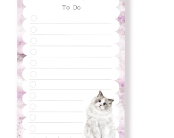 Ragdoll Cat Watercolor Notepad - Compact Size with 50 Tear-Off Pages for All Cat Lovers | Illustrated Stationery | Made in Canada