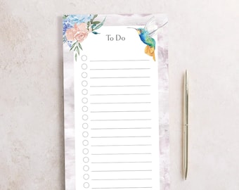 Hummingbird To-Do List Notepad - Compact Size with 50 Tear-Off Pages for All Bird Lovers | Watercolor Art Stationery | Made in Canada