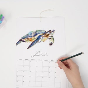 2024 Wall Calendar, Large Hanging Monthly Animal Art with Extra Note Space, Home Office Organizer, Original Watercolor Painting