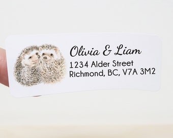 Hedgehog Return Address Labels - 120 Pcs, Sweet in Love Personalized Gift - Anniversary Wedding - Customized Shipping Sticker