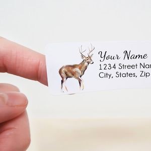 Herten retouradreslabels, 120 gepersonaliseerde vakantiestickers, rustieke cabineherten, aanpasbaar als cadeaulabels, perfect voor kerstkaarten