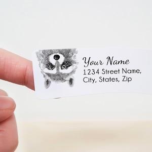 Mischievous Raccoon Return Address Labels, Personalized 120 Stickers, Customized Woodland Forest Shipping Stickers, Watercolor Art