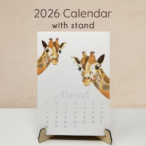 Calendario da tavolo 2026 con supporto - Arte mensile con animali, regalo per la cameretta dei bambini, colleghi, inaugurazione della casa, nuovo ufficio in casa, decorazione da parete per la cameretta del bambino