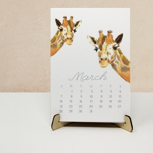 Desk Calendar 2025 With Stand Etsy