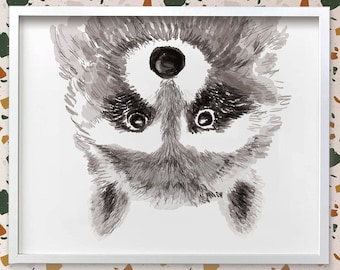 Raccoon Print - Baby Nursery Art - Watercolor Painting - Fun Raccoon Art - Kids Wall Art - Woodland Nursery - Raccoon Art - Woodland Animal