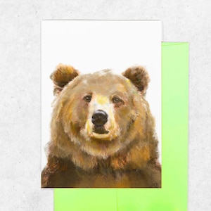 Carte de voeux ours - Je pense simplement à vous - Jeu de cartes, cartes vierges, anniversaire d'enfants dans les bois - Just Because