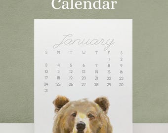 2027 Woodland Animal Desk Calendar | Gentle Forest Watercolor Art | Monthly Mini Teacher Desk Decor