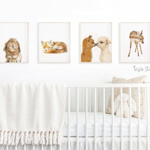 Buy 3 Get 1 FREE - Baby Girl Nursery Print Set - Customize Your Own Modern Boho Room Decor / Minimalist Woodland Safari Zoo Wall Art