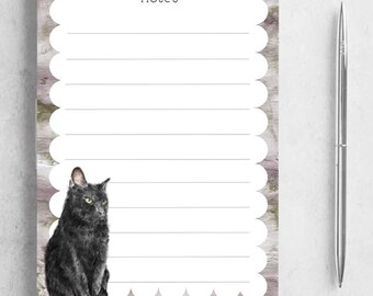 Black Cat Watercolor Notepad – Cute Compact Size w 50 Tear-Off Pages – Cat Stationery for Notes, Lists, and Gifts – Perfect for Cat Lover