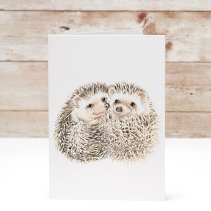 I Miss You Card - Hedgehog Hugs, Miss you thinking of you, hugs, cute couple card, for wedding, snuggle, love, engagement