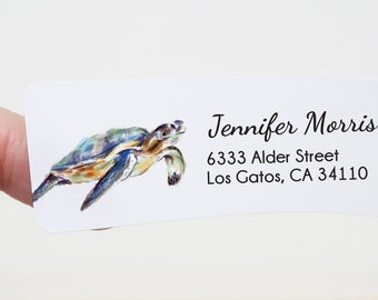 Personalized Sea Turtle Address Labels – Ocean Coastal Stickers, 120pcs
