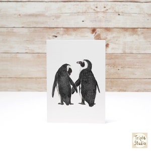 Penguin Love Card - Anniversary gift, valentines gift for husband him boyfriend, wedding, happy anniversary, missing you, thinking of you