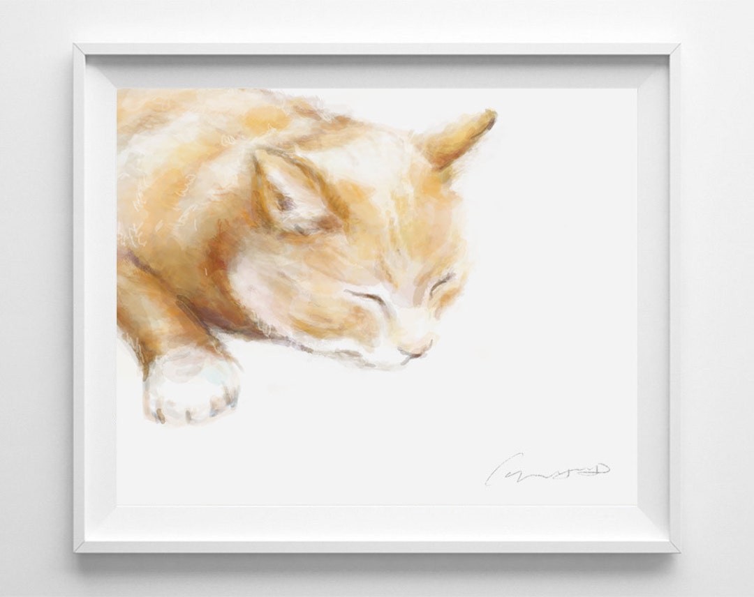 Orange Cat Art Print - Watercolor Painting - Ginger Cat, Cat Lover ...