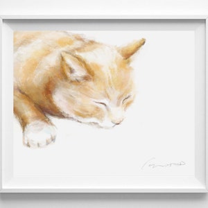 Orange Cat Art Print - Watercolor Painting - Ginger Cat, Cat Lover, Animals Wall Art, Nature Peaceful Baby Nursery