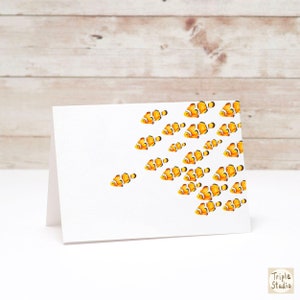 Carte de vœux poisson Nemo | Cartes de correspondance sur le thème de l'océan | Aquarelle par Crystal Ho | Mélanger et assortir ensemble