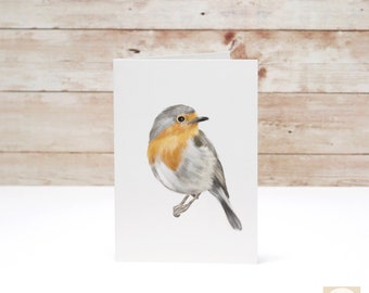 Robin Bird Card, Blank on the Inside Note Cards, Bundle Deal Set Available - Watercolor Artwork by Crystal Ho