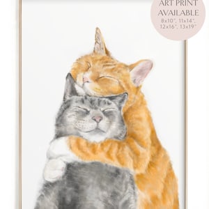 Cat Mom Card Miss you, Thinking of You, Cute Couple, for wedding, hug, snuggle, love, engagement wedding for cat lovers image 5