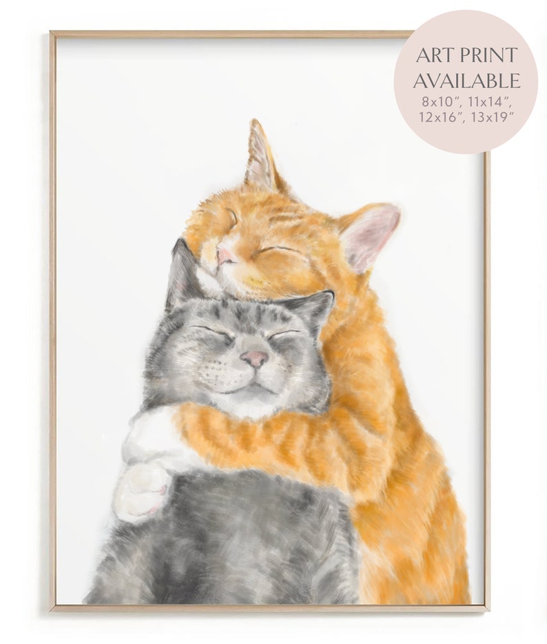 Cat Mom Card Miss you, Thinking of You, Cute Couple, for wedding, hug, snuggle, love, engagement wedding for cat lovers image 5