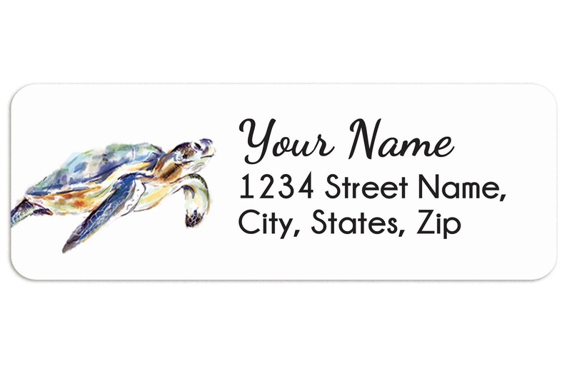 Personalized Sea Turtle Return Address Label Stickers 120 Etsy