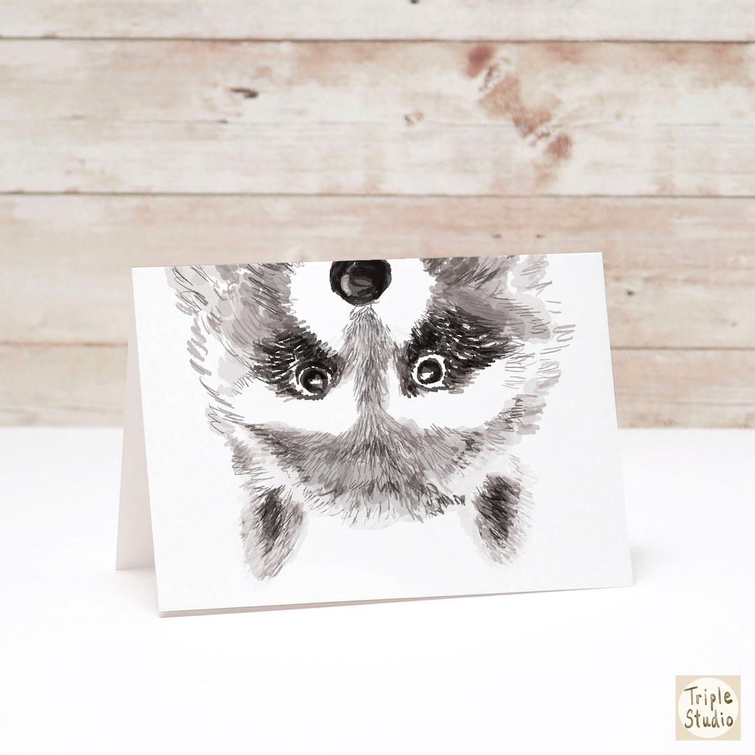 I Miss You Card - Raccoon Thinking of His Friends | Funny Woodland ...
