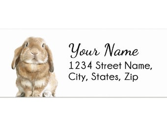 Rabbit Personalized Address Labels, 120 Stickers, Housewarming New Apartment Gifts, Adorable Customized Sticker, Original Watercolor Art