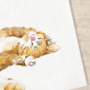 Cat Print Orange Tabby Ginger Cat Painting, Home Wall Decor, Watercolor Art, Crazy Cat Lady, Cat Lover Gift, Minimal image 5