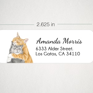 Cuddling Cat Personalized Address Labels for Envelopes, 120 Stickers, Self-adhesive, Wedding Gift For Cat Couples, Wedding Return Address image 5